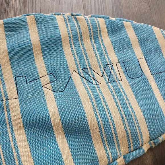 Kavu Women Interwoven Rope Bag Sling Pack Prism Stripe Blue White Zip Pocket - Picture 5 of 9